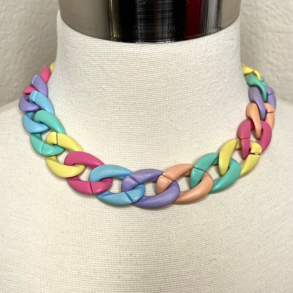 Set of 2 Necklaces//Colorful Chain Link Necklace & Layered heart gold necklace